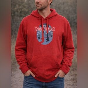 Marmot Men’s XXL Red Hoodie Outdoor Casual Pullover Sweatshirt